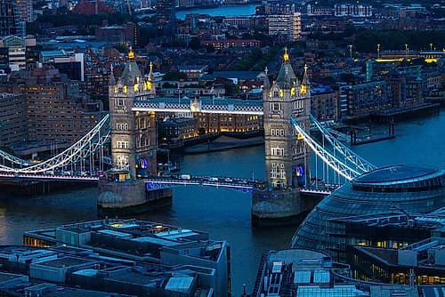 United Kingdom, England, London. The Tower Bridge at sunset. Art Print